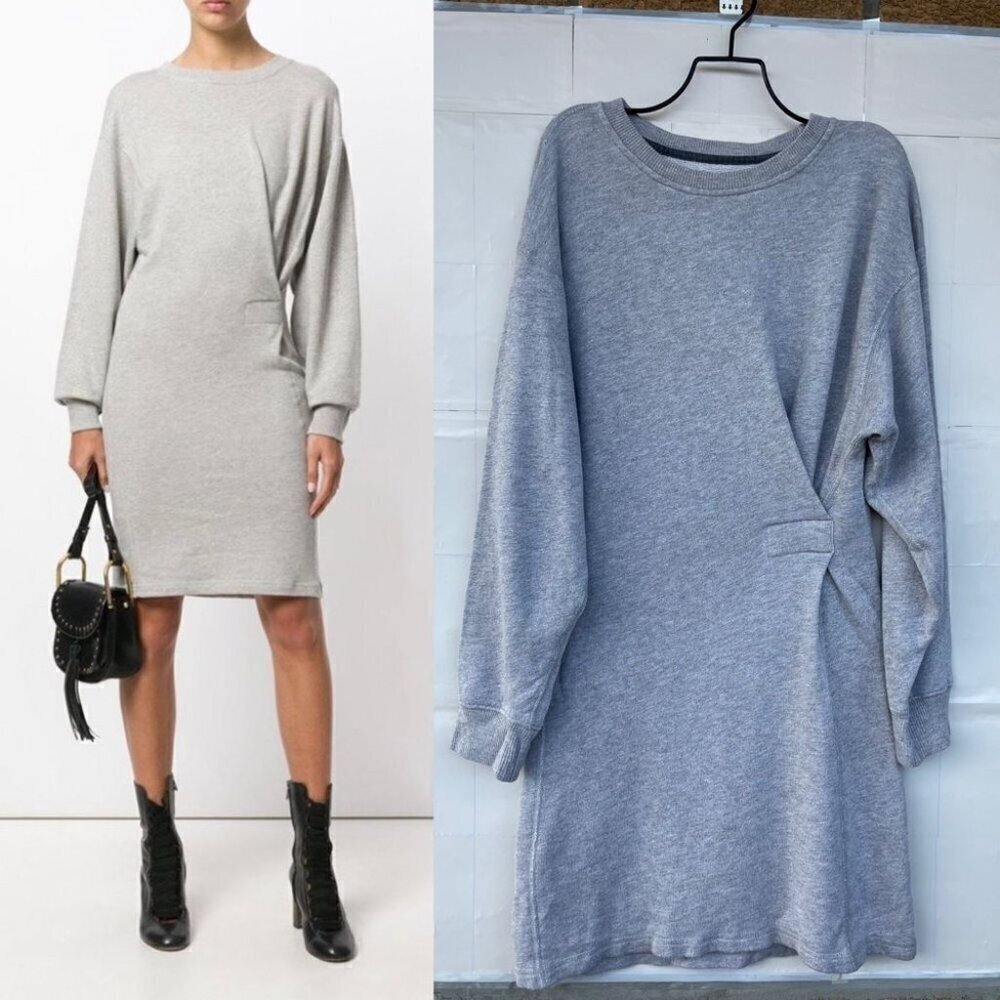 Isabel Marant Etoile Fewlyn French Terry Dress Heathered Gray size 40 /10